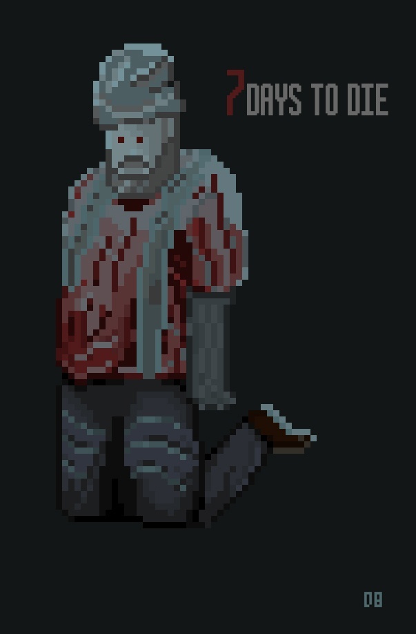 7dtd - My, Pixel Art, Art, Painting, The zombie apocalypse, Computer games, 7dtd