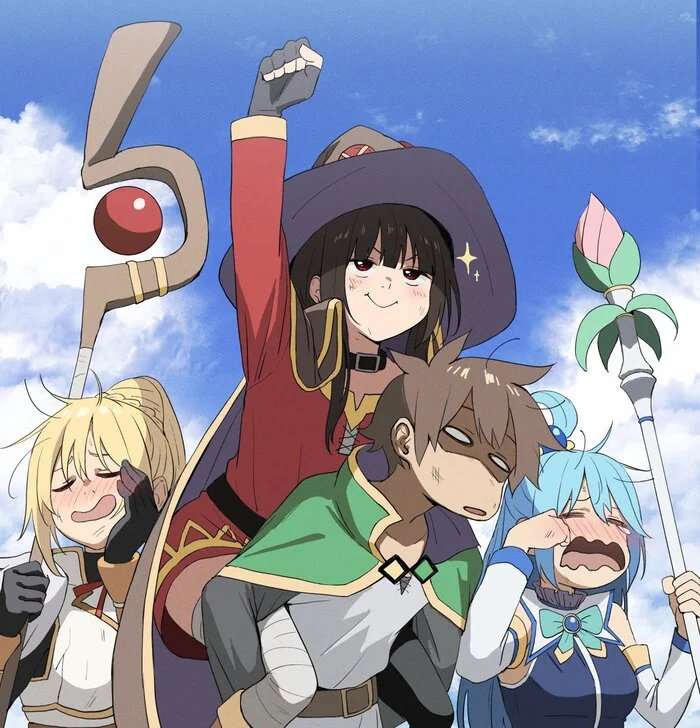 For a new quest! - Anime, Anime art, Megumin, Darkness, Aqua, Satou kazuma, Konosuba