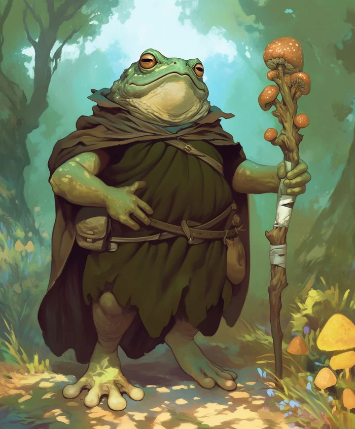 Grung Druid wishes all the dudes a wonderful environment!!! - My, Neural network art, Midjourney, Pinanoc, Dungeons & dragons, It Is Wednesday My Dudes