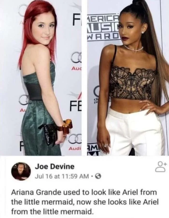 Ariana is always on trend - Reddit, Walt disney company, Picture with text, Hardened, Ariel, Ariana Grande, Screenshot, It Was-It Was, Repeat