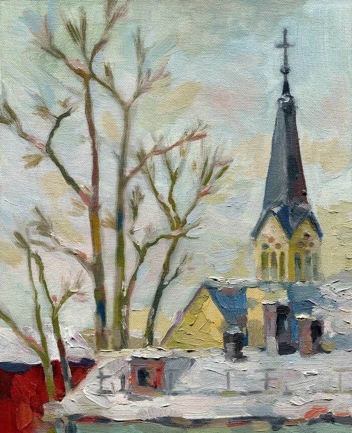 Cathedral of Saints Peter and Paul - My, Oil painting, Painting, Art, Creation, Art, Etude, Author's painting, Canvas, Longpost