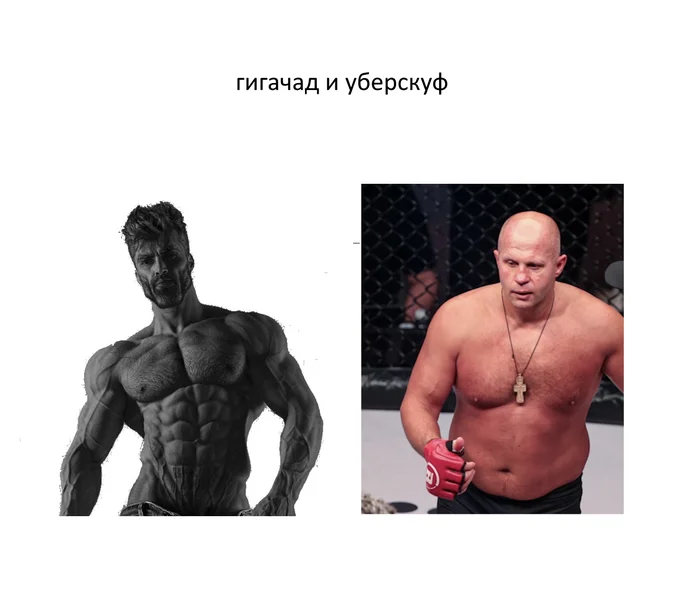 Gigachad and Uberskuf - My, Humor, Memes, Expectation and reality, Skufs, GigaChad, Versus, Fedor Emelianenko