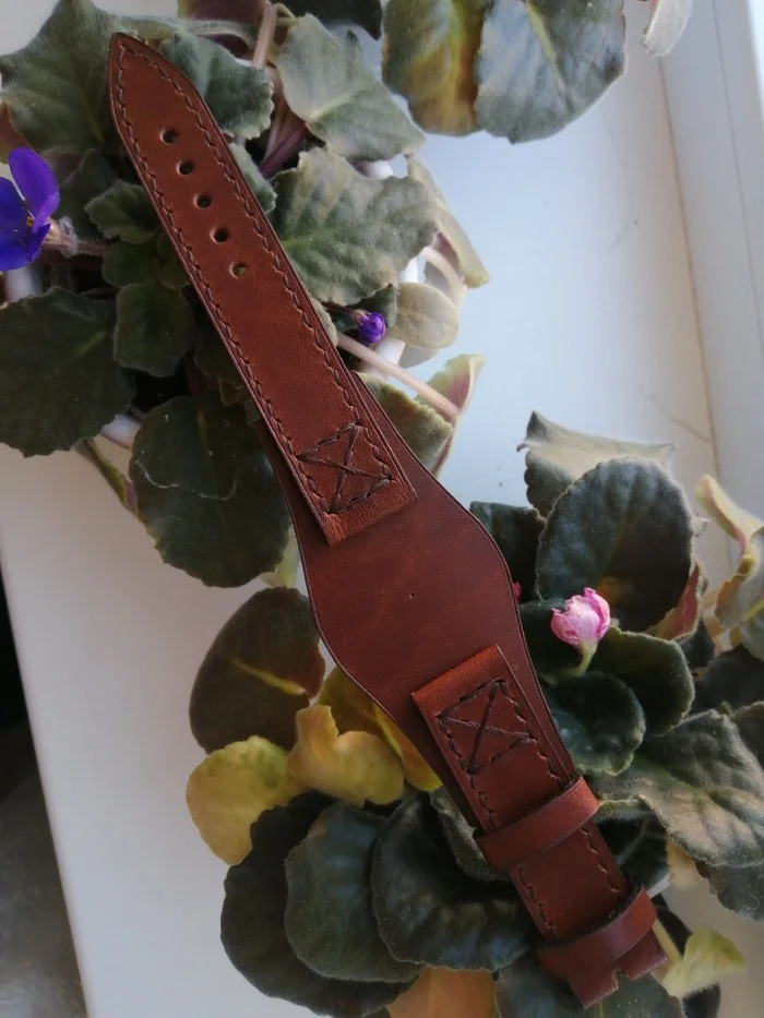 Fossil watch strap. Wristband for Fossil watches - My, Accessories, Leather products, Strap, Watch strap, Wristband, Leather, Hand seam, Wrist Watch, Fossil, Male, Longpost, Needlework without process