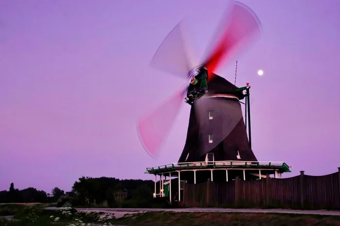 Sunset in the Dutch village of Zaanse Schans - My, The photo, Netherlands (Holland), Nature, Windmill