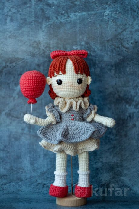 Cute interpretation of Pennywise the clown - Amigurumi, Handmade, Knitted toys, Crochet, Sale, Telegram (link), Instagram (link), Needlework without process