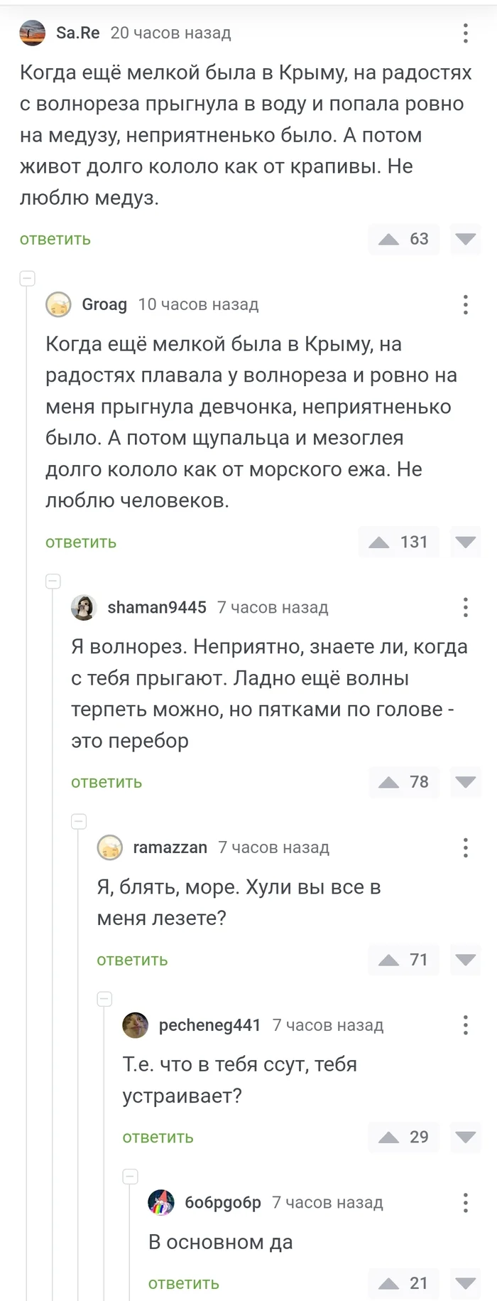 Comments - Comments on Peekaboo, Jellyfish, Crimea, Longpost, Mat, Screenshot