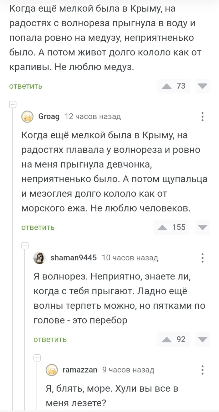 Ситуация одна - точек зрения несколько - Комментарии на Пикабу, Переписка, Забавное, Море, Скриншот