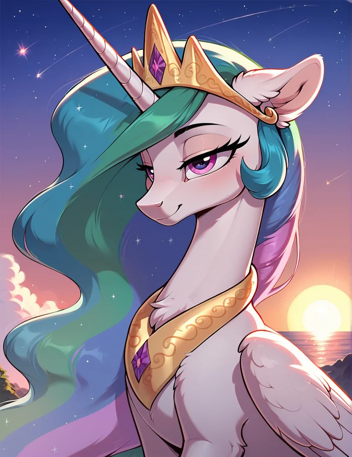 Селюшка - Моё, Арты нейросетей, My Little Pony, PonyArt, Princess Celestia