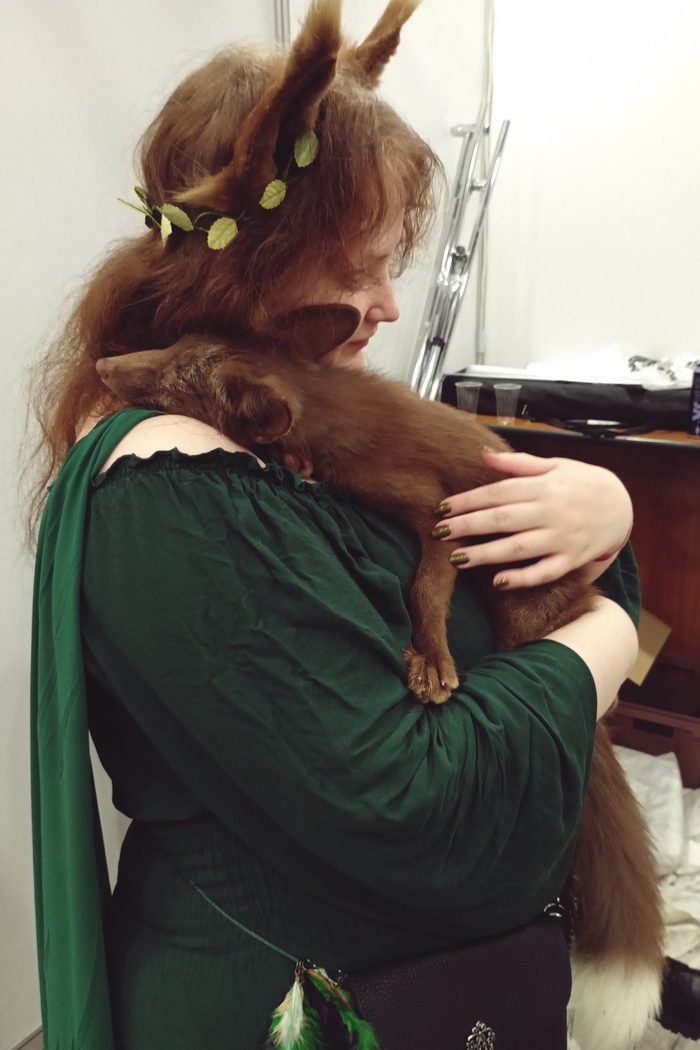 Спустя полчаса лисий ребенок устал и завалился спать