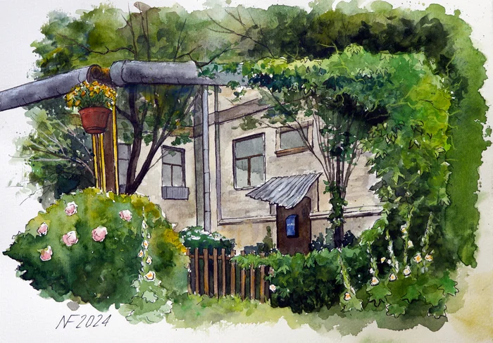 Urban plein air 2024 (part 5) - My, Traditional art, Painting, Artist, Modern Art, Painting, Watercolor, Graphics, Liner, Pastel pencils, Plein air, Nizhny Novgorod, Friday tag is mine