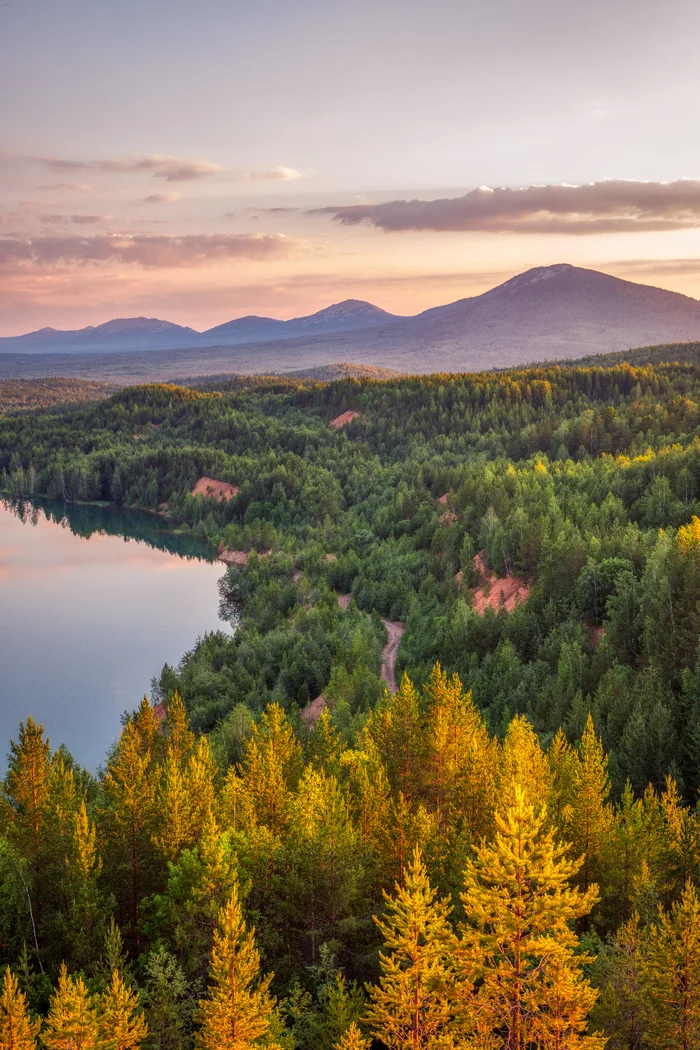 Sunset in the mountains of the Southern Urals - My, The photo, Canon, The nature of Russia, Landscape, Forest, Lake