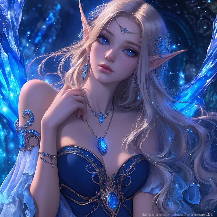 3D Anime art: Elf - My, Neural network art, Art, Anime art, Girls, Dark Elf, Elves, High Elf, Longpost