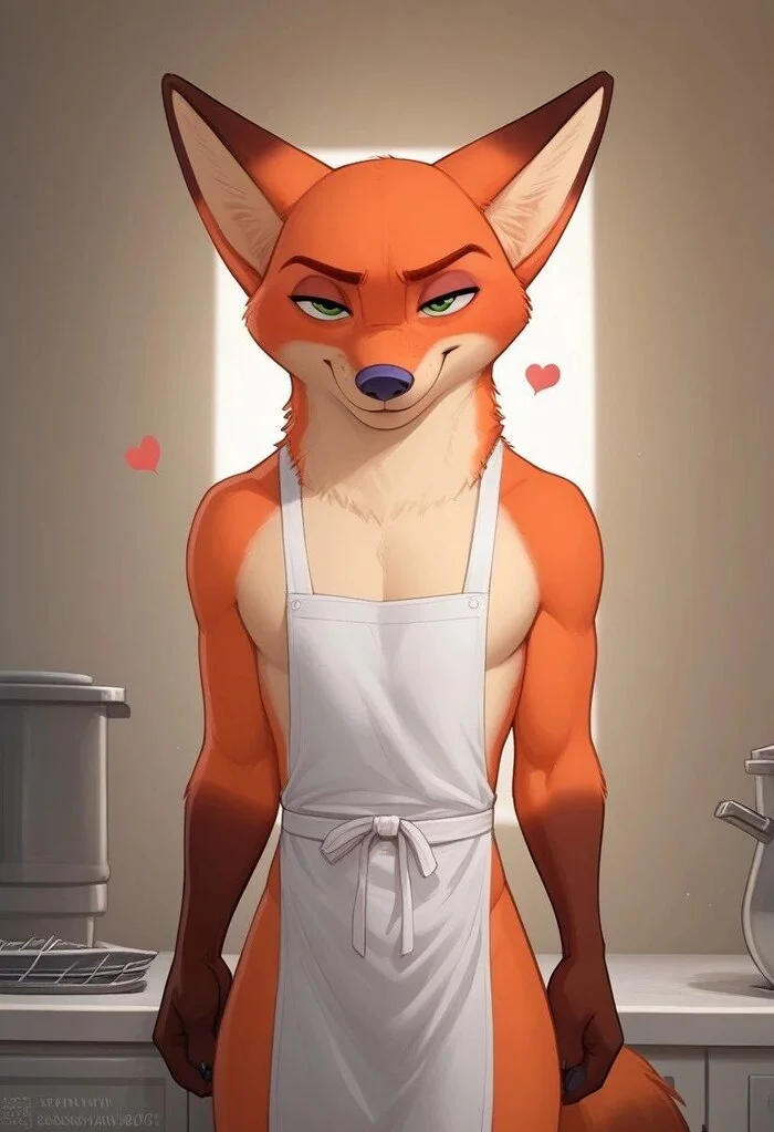 Everyone would like a Nick like him - Furry, Art, Nick, Preparation, Cook, Kitchen, Furry edge, Furry art, Furry fox, Longpost, Neural network art