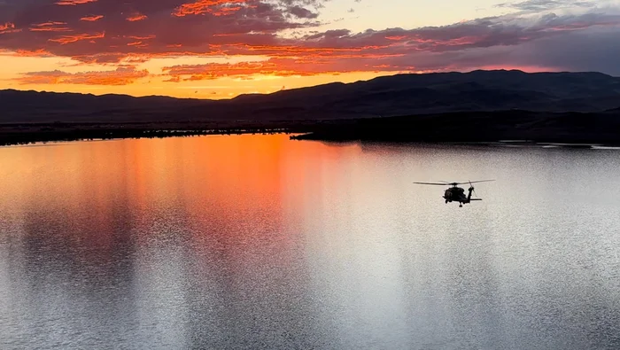 Hawk at sunset - Aviation, Helicopter, Military equipment, Uh-60, Sunset, Just, The photo