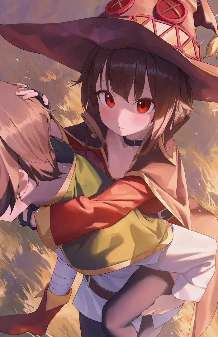 Верхом на Казуме - Аниме, Anime Art, Konosuba, Megumin, Satou Kazuma