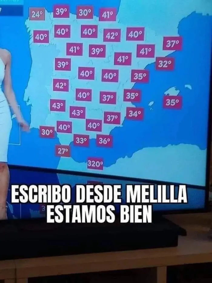 I am writing from Melilla, at 320 degrees heat we are fine - Heat, Weather forecast, Screenshot