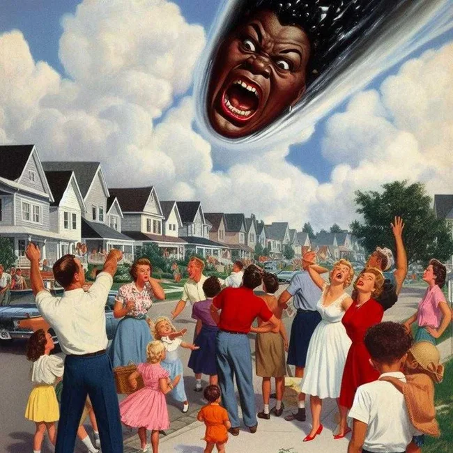 Destroying the American Dream - Neural network art, Humor, Racism, USA, Black people