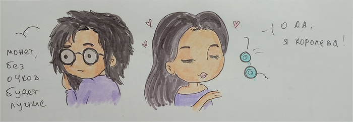 В фильмах магическом образом после снятия очков появляется макияж