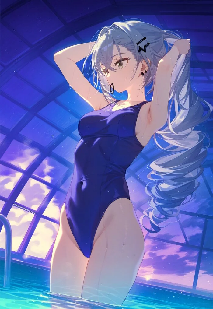 Top - Anime art, Anime, Silver Wolf (Honkai: Star Rail), Honkai: Star Rail, Swimsuit, Sidillusts