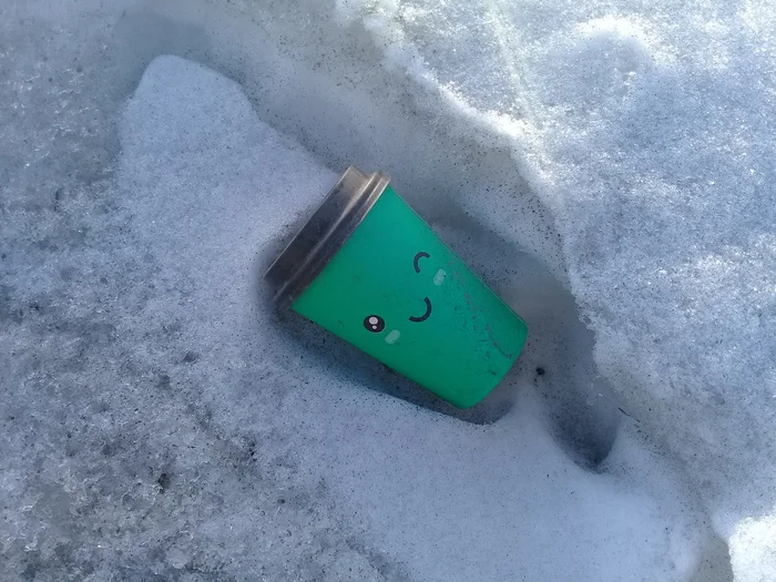 Hello to you - My, Mobile photography, Coffee cups, Cup, Snow, Winter, Smile