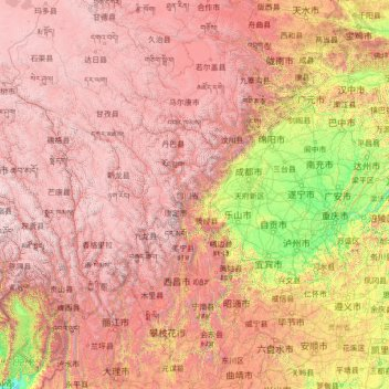 Топографическая карта провинции Сычуань
