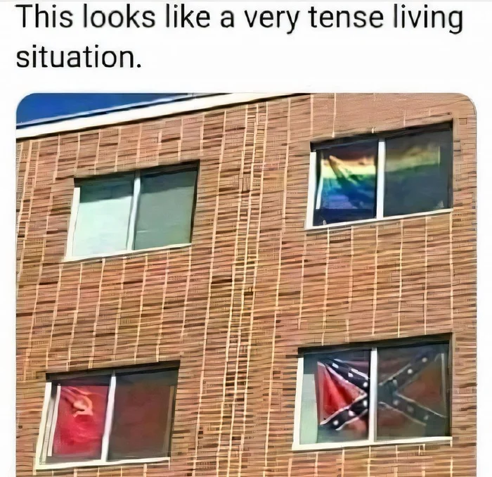 And now attention, question: in which window are fagots? - Humor, Flag, LGBT, the USSR, Confederates