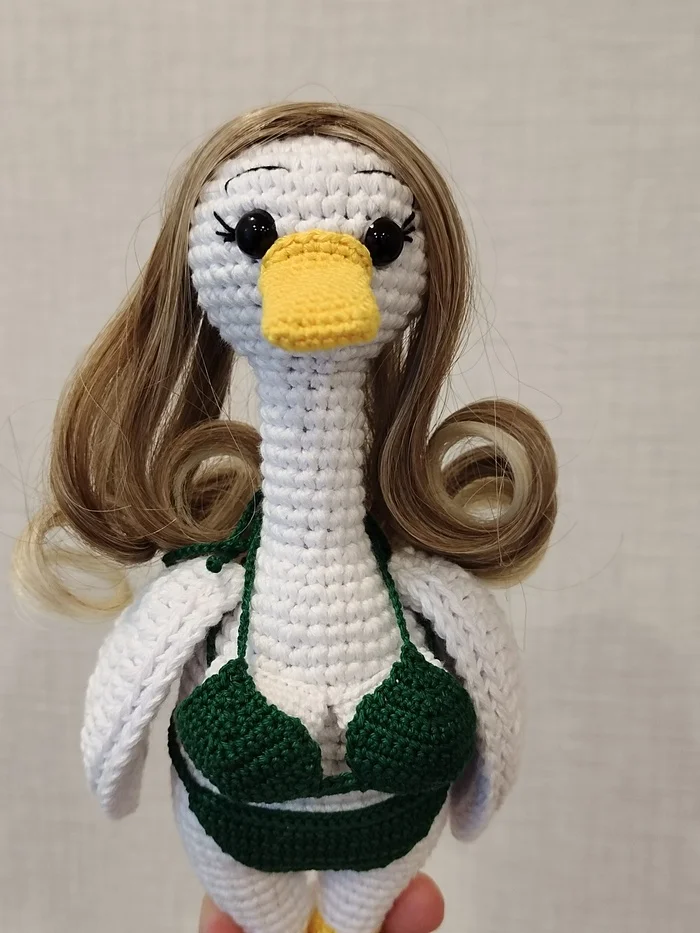 Goose girlfriend - My, Гусь, Bikini, Presents, Knitting, Crochet, Summer, Surprise, With your own hands, Longpost, Needlework without process, Amigurumi, Handmade