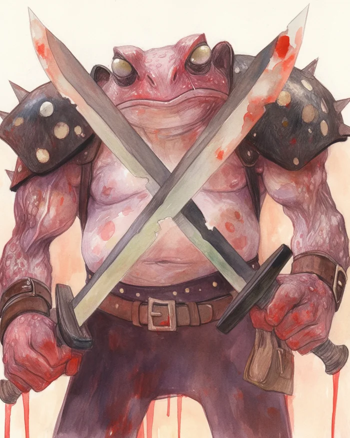 Grung Berserker wishes all the dudes a killer Wednesday! - My, Neural network art, Midjourney, Pinanoc, Dungeons & dragons, It Is Wednesday My Dudes, Wednesday