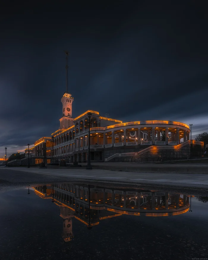 Когда солнце село - Моё, Фотография, Вечер, Пейзаж, Прогулка по городу, Города России, Москва, Город, Городская среда, Ночной город, Длинная выдержка, Речной вокзал