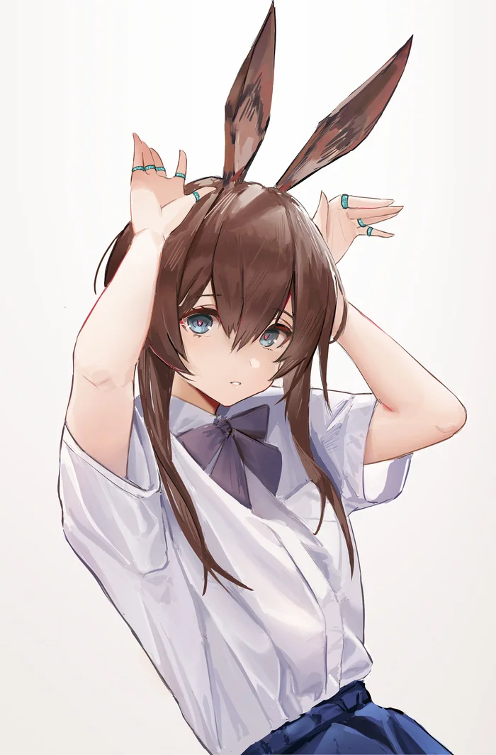 Cutie Amiya - Anime, Anime art, Arknights, Animal ears, Amiya, School uniform