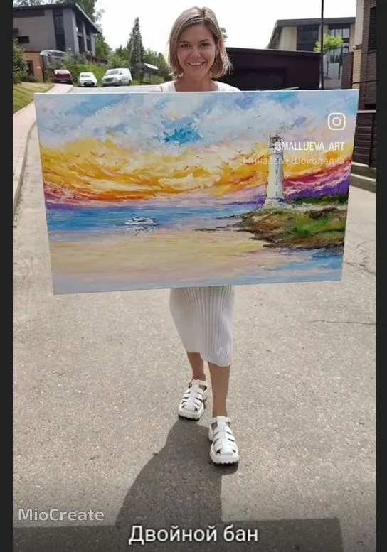 Reply to the post “Oil oil” - My, Painting, Girls, Sea, Sunset, Video, Vertical video, Booty, Reply to post