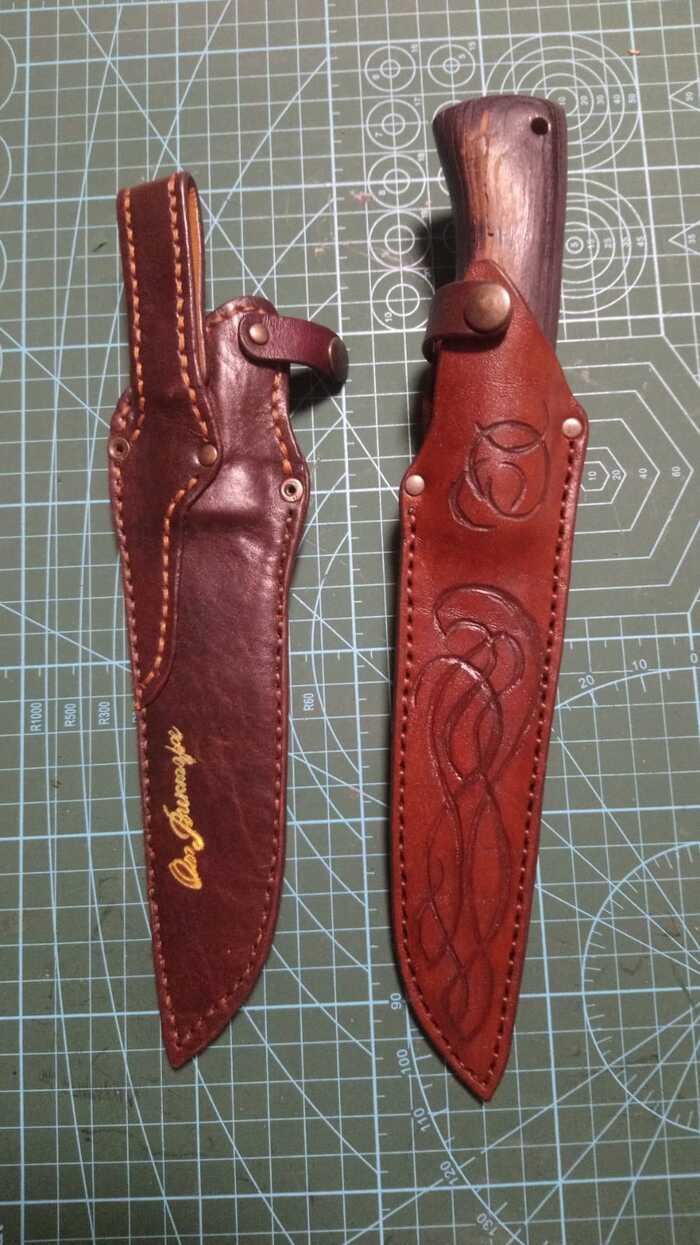 Finished the scabbard - My, Embossing on leather, Needlework without process, Leather products, Longpost