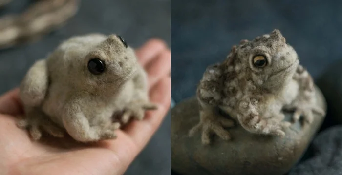 Felted toad. Pre-rest version and restyling - My, Dry felting, Needlework without process, Toad, Longpost