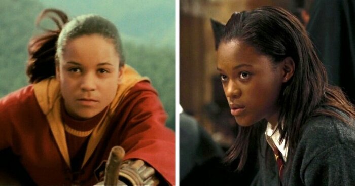 Анджелина Джонсон, охотница сборной Гриффиндора (тут всё типично для тех времен - смена ракурса на темнокожих актёров как раз пошла волной после ~2007)