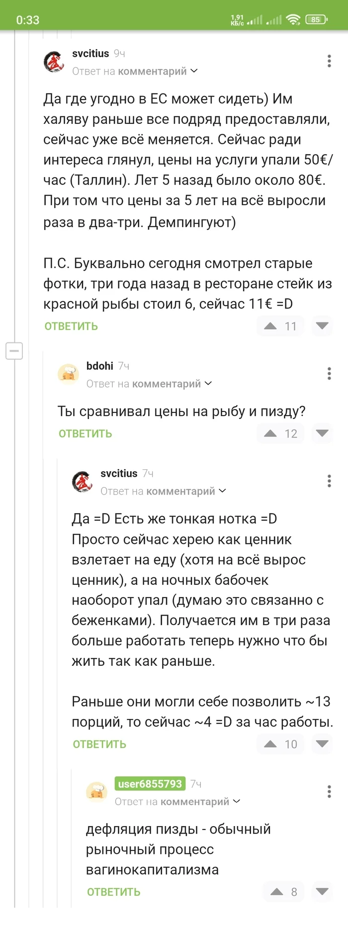 Инфляция стейка из красной рыбы - Юмор, Секс, Сарказм, Война полов, Проститутки, Глобализм, Twitter, Комментарии, Скриншот, Длиннопост, Мат, Комментарии на Пикабу