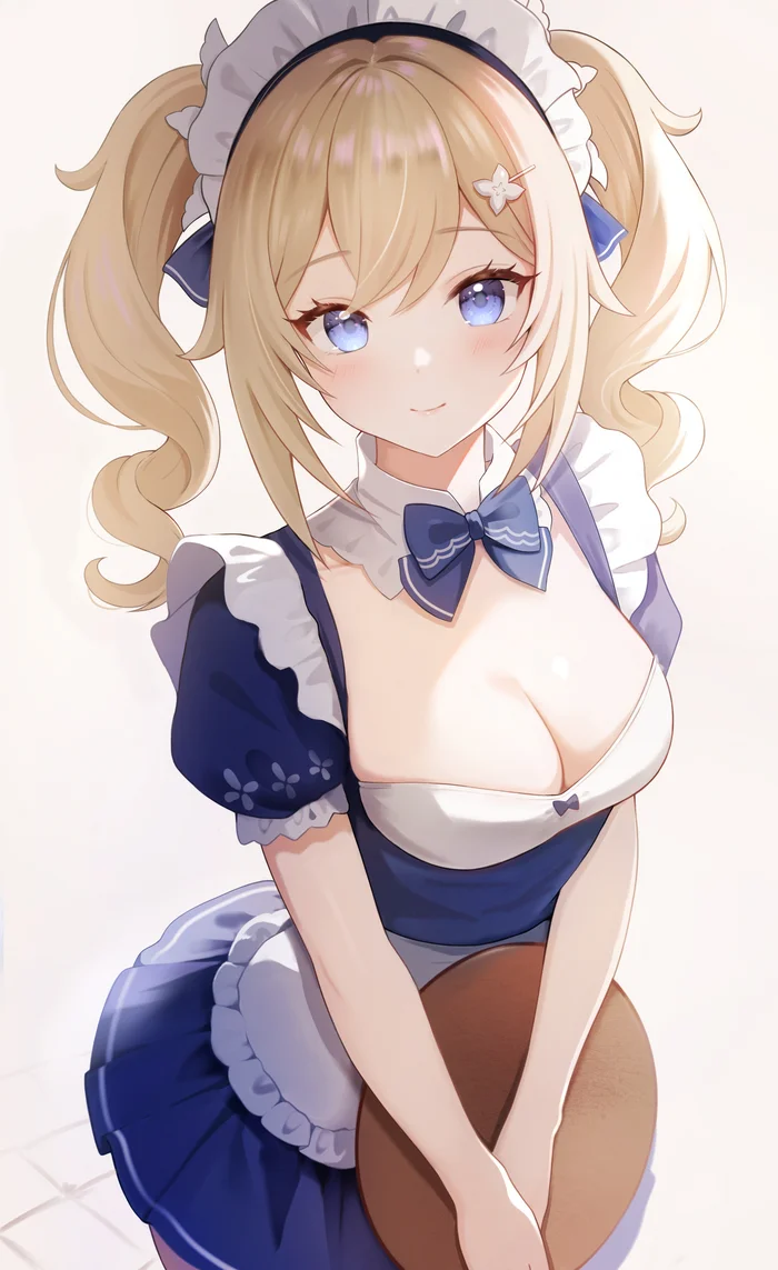 Barbara #001 - Anime, Anime art, Genshin impact, Barbara (Genshin Impact), Neckline, The dress, Girls, Housemaid, Blush