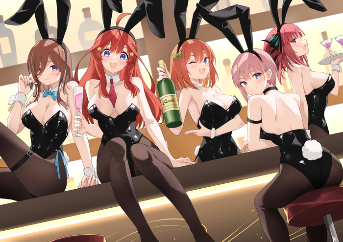   , Anime Art, Nakano Miku, Nakano Itsuki, Nakano Yotsuba, Ichika Nakano, Nino Nakano, Gotoubun No Hanayome, Bunnysuit