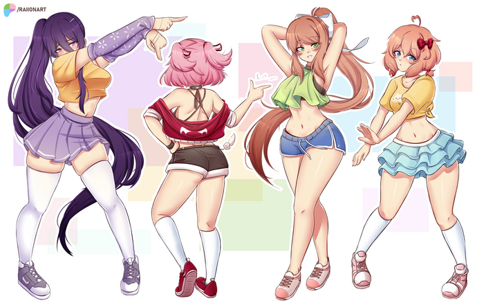   Anime Art, , , Doki Doki Literature Club, Monika, Sayori, Natsuki, Yuri DDLC,  