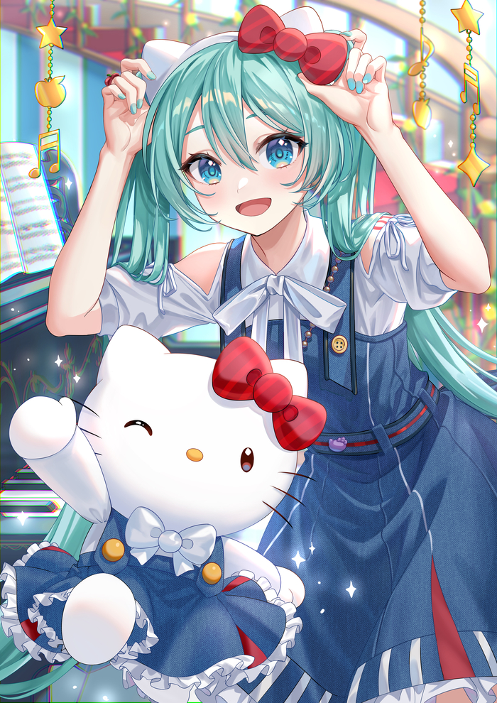 Hatsune Miku #106 , Anime Art, Hatsune Miku, Hello Kitty, ,  , , , , , 