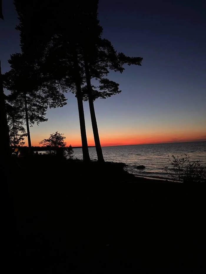 Sunset over Lake Ladoga - My, Leningrad region, Ladoga lake, The road of life, Sunset