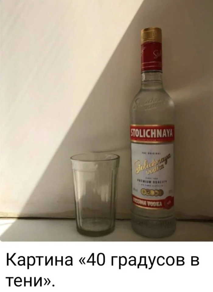 Heat - Picture with text, Humor, Vodka, Faceted glass, Shadow