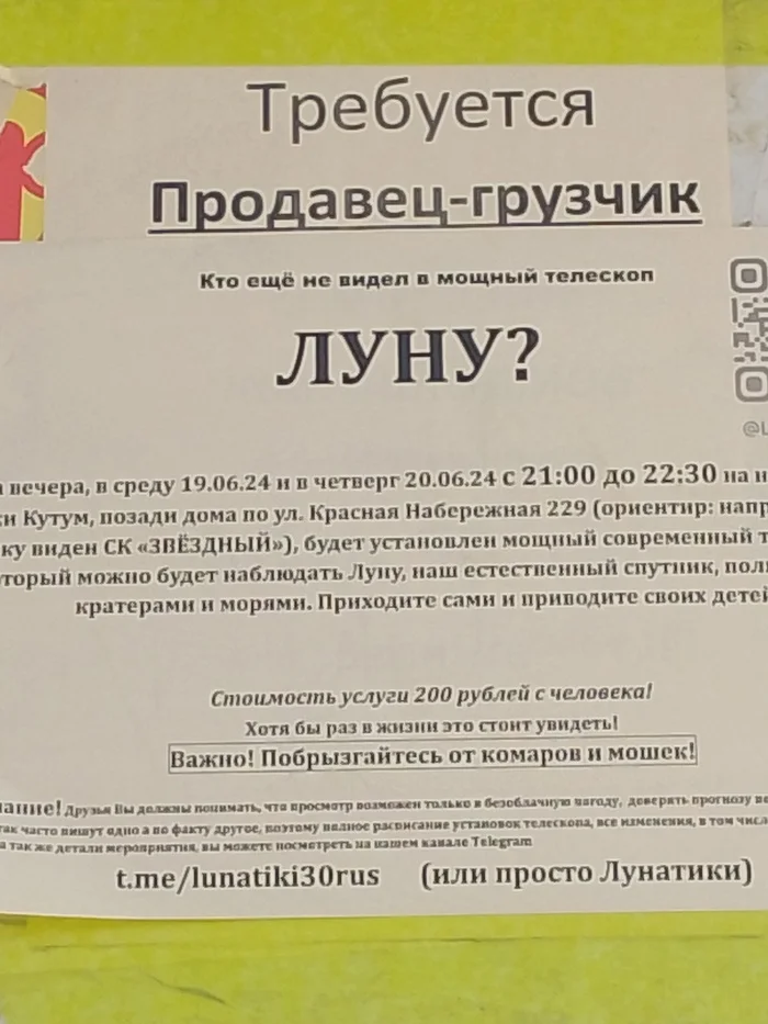 Кто видел, а кто и нет... - Моё, Объявление, Странный юмор, Картинка с текстом, Грузчики, Вакансии