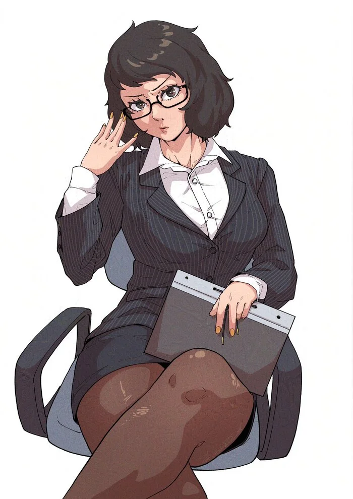 Строгий учитель - Арт, Аниме, Anime Art, Persona, Persona 5, Kawakami sadayo, Игры, Game Art, Очки