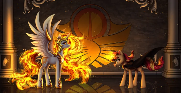 Reunion - My little pony, Art, Sunset shimmer, Daybreaker, Avrameow