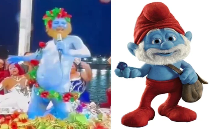 Papa Smurf came to the Opening of the 2024 Olympics and... took off his pants - Olympic Games, Memes, Humor, Strange humor, Toilet humor, Irony, Demotivator, Paris, The smurfs, Papa Smurf, Sarcasm, Vulgarity