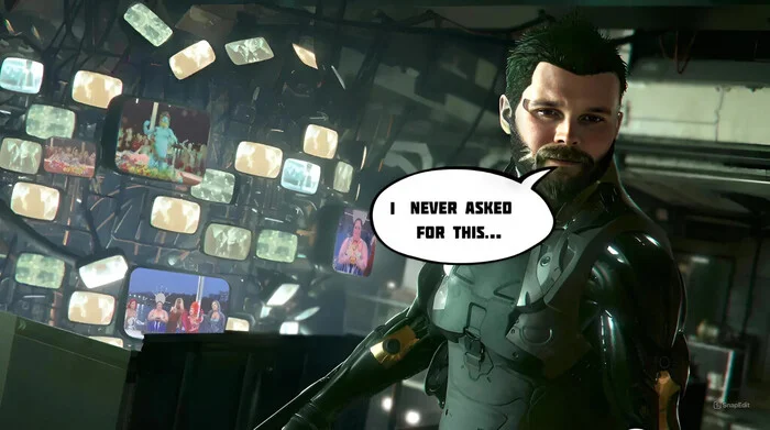 I never asked for this. открытие олимпиады - Моё, Компьютерные игры, Deus Ex, Юмор, Игровой юмор, Photoshop