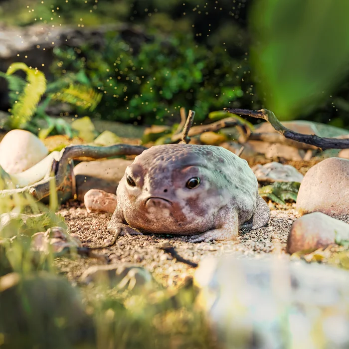 Narrow-mouthed frog - 3D scene - My, Blender, 3D, 3D modeling, Computer graphics, Realism, Nature, Frogs, Digital