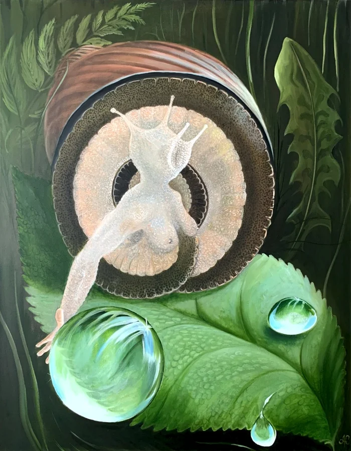 She. She's a snail - My, Artist, Oil painting, Author's painting, Canvas, Butter, Semantic hallucinations, Unrecognized genius, Longpost