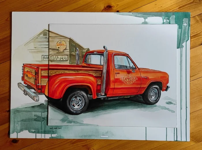 American pickup truck. Process video - My, Dodge, Auto, Car, Pickup, Motorists, Retro, Retro car, Retrotechnics, American auto industry, Video, Vertical video, Longpost