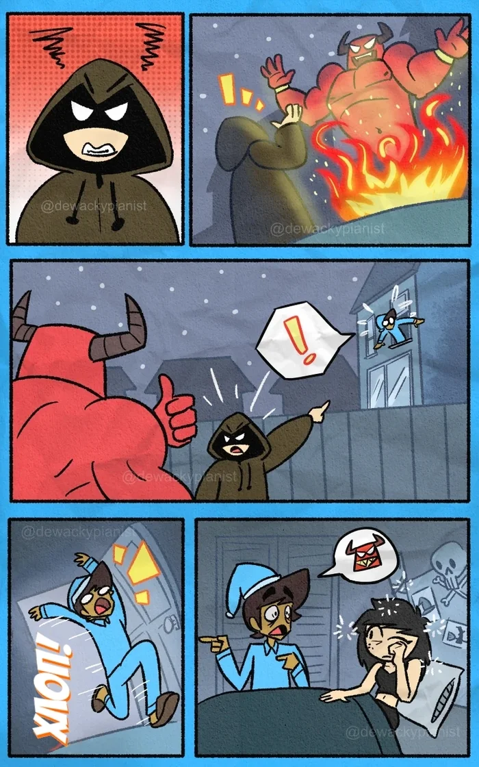 Noisy neighbors - My, Translated by myself, Comics, Humor, Strange humor, Cultists, Satan, Cthulhu, Wackys Weird Comics, Longpost